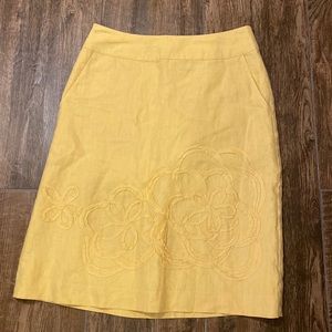 Like New Biden Yellow Floral Skirt Knee Length 4R
